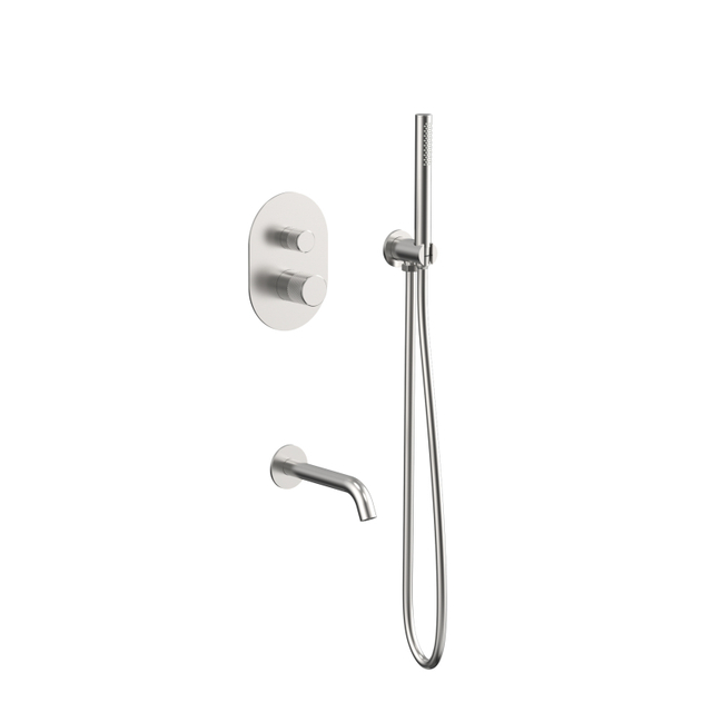 NEW 304 Stainless Steel brushed Bathroom Concealed Thermostatic head Shower Set