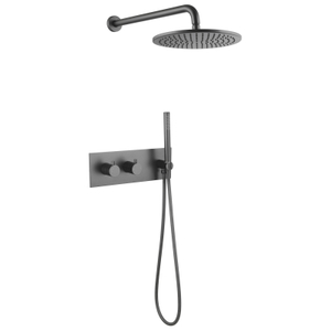 Modern 304 Stainless Steel Gun Grey Ycfaucet Wall Mounted Bathroom Concealed Shower Mixer Set