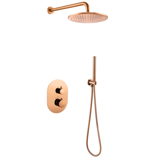 Modern 304 Stainless Steel Bathroom rose gold Concealed Thermostatic Shower Set