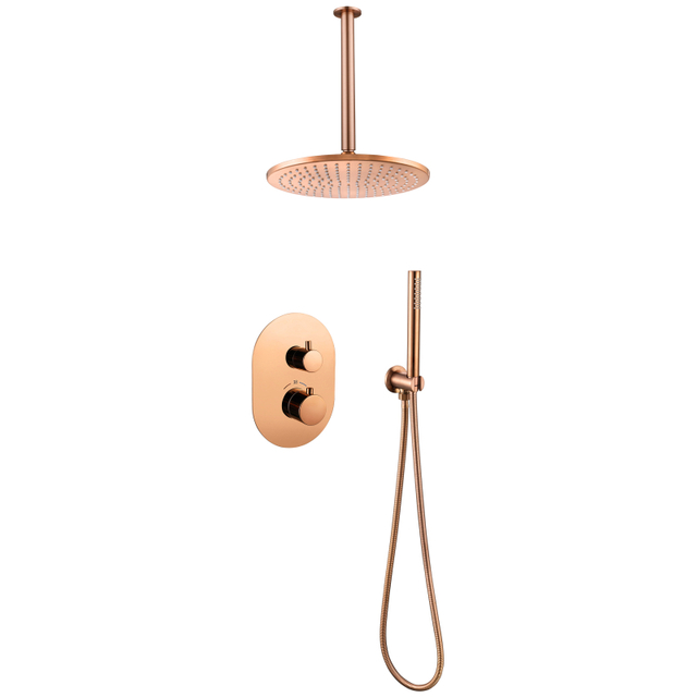 Modern 304 Stainless Steel Bathroom rose gold Concealed Thermostatic head Shower Set