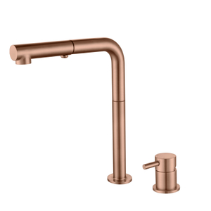 Luxury 304 Stainless Steel Rose Gold Separate Handle Pull Down Kitchen Sink Faucets