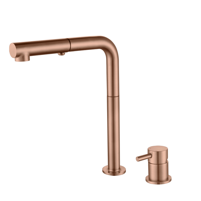 Luxury 304 Stainless Steel Rose Gold Separate Handle Pull Down Kitchen Sink Faucets