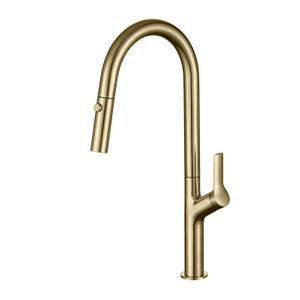 304 Stainless Steel Brushed Gold 360 Degrees Kitchen Faucet with Pull Down Sprayer