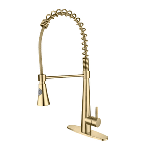 Modern Brushed Gold Single Handle Single Hole Spring Pull Down Kitchen Faucet