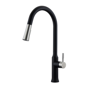 Modern 304 Stainless Steel Matte Black Pull Out Kitchen Mixer Faucet