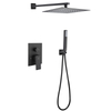 304 Stainless Steel Matte Black Square Hot Cold Mixer in Wall Mounted Rain Concealed Bathroom Shower Set 
