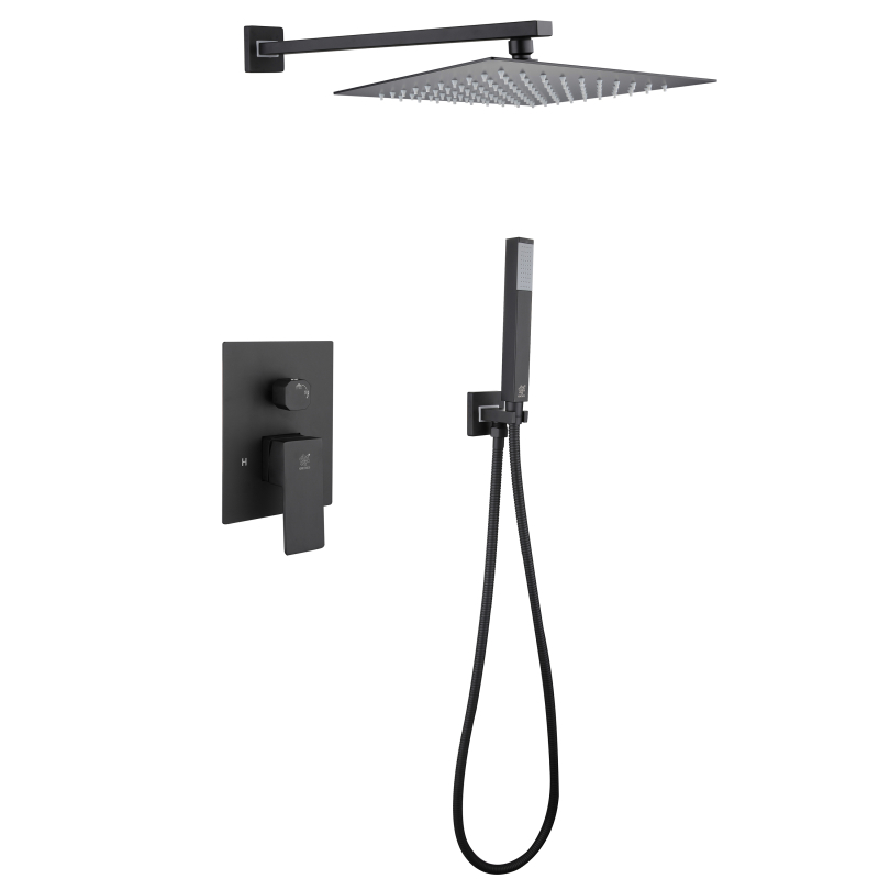 304 stainless steel matte black Concealed Shower Set