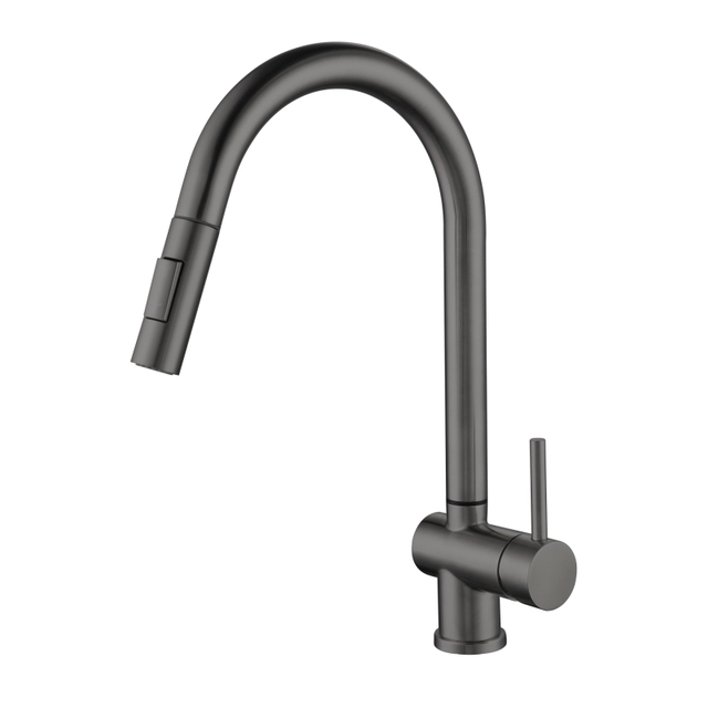 gun black 304 Stainless Steel Deck Mount Pull Out Touch Sensor Kitchen Faucet