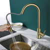 Modern Brushed Gold Single Handle Pull Down Touch Sensor Kitchen Faucet