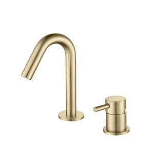 304 Stainless Steel Brushed Gold Two Hole Separate Handle Bathroom Sink Faucet