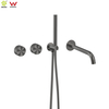 Sun Pattern 304 Stainless Steel Concealed Shower Set | Dual Outlet Rainfall & Handheld Wall Mounted Faucet Mixer