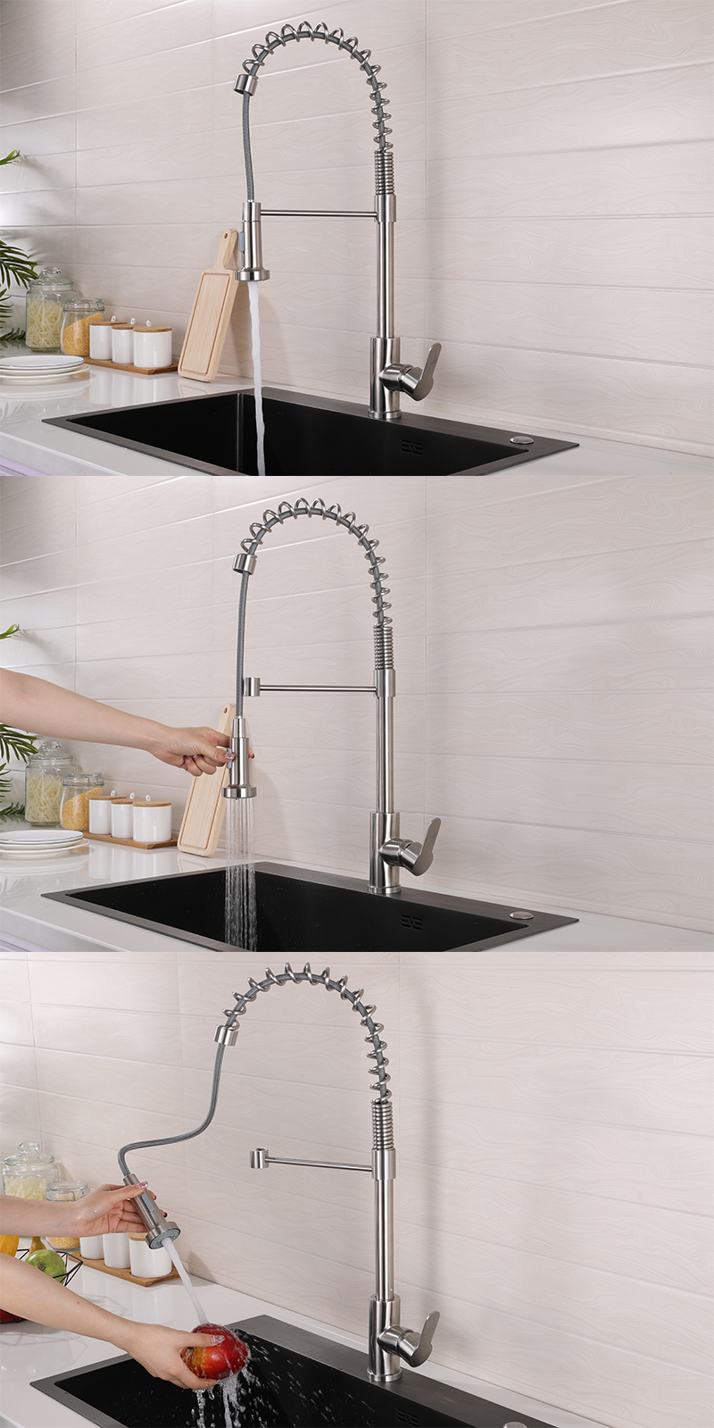 Spring Pull out kitchen mixer faucet