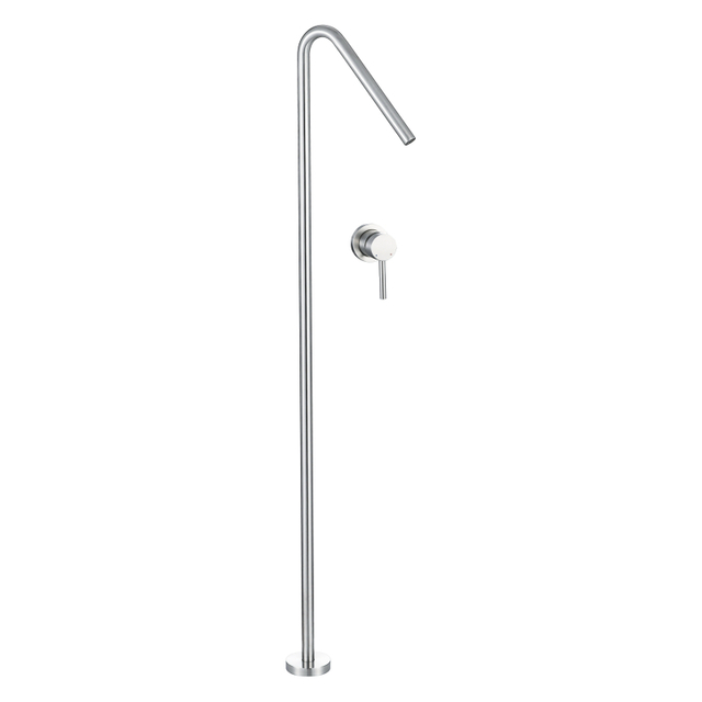 Modern 304 Stainless Steel Chrome Bathroom Floor Type Single Handle Basin Faucet
