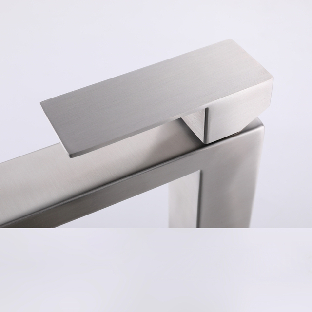 CUPC Certified High Quality Square 304 Stainless Steel Chrome Bathroom Basin Tall Waist Faucet