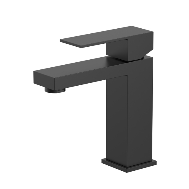 CUPC Certified High Quality 304 Stainless Steel Matte Black Square Single Handle Bathroom Basin Faucet