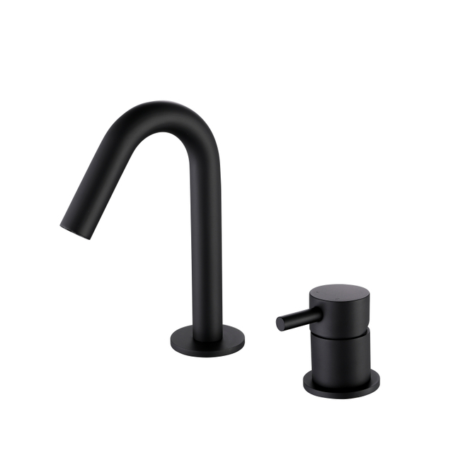 Luxury 304 Stainless Steel Matte Black Two Hole Separate Handle Bathroom Sink Faucet