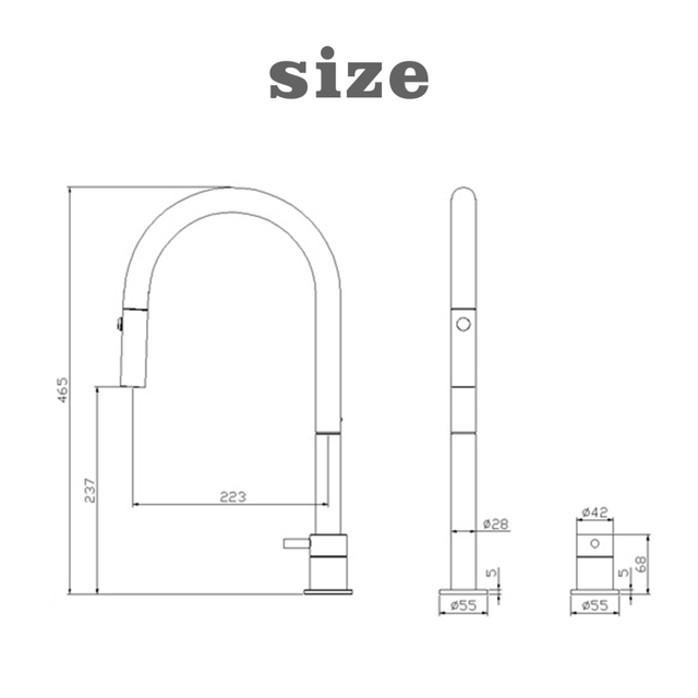 304 Stainless Steel Gun Black Separate Handle Pull Down Kitchen Sink Faucets