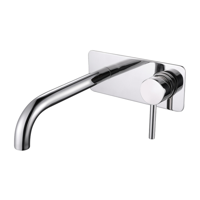 Modern 304 Stainless Steel Chrome Wall Mount Single Handle Bathroom Sink Faucet