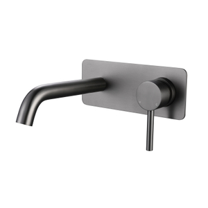 Modern 304 Stainless Steel Gun Grey Wall Mount Single Handle Bathroom Sink Faucet