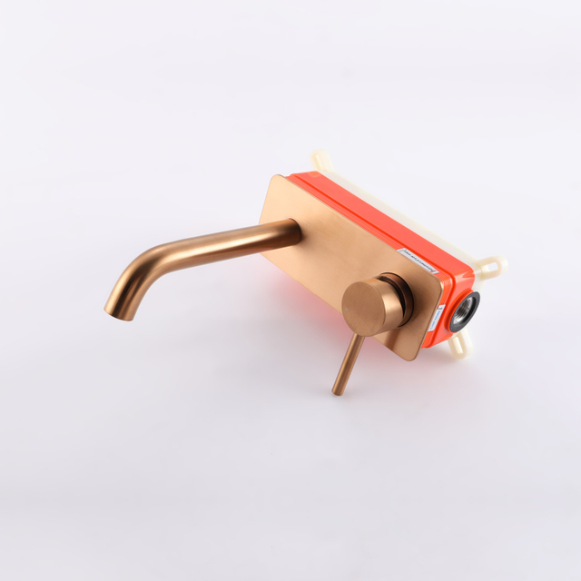 Modern 304 Stainless Steel Rose Gold Wall Mount Single Handle Bathroom Sink Faucet