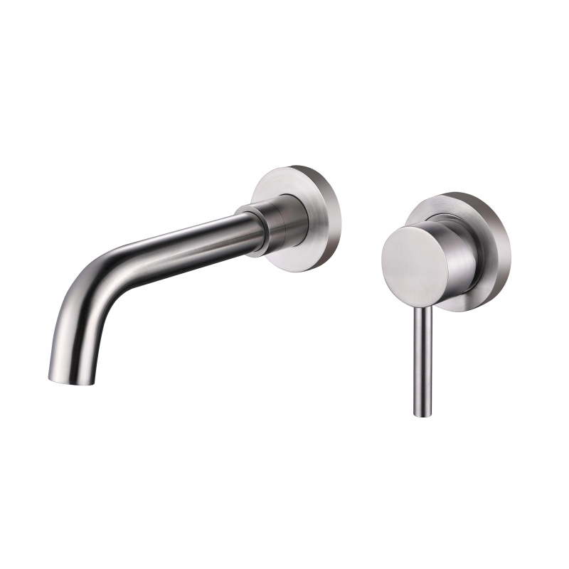 Stainless steel brushed wall mount faucet