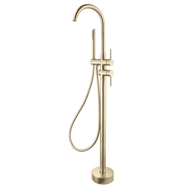 CUPC High Quality 304 Stainless Steel Brushed Gold Hot And Cold Mixed Multi-functional Bathroom Floor Shower Free Standing Bathtub Faucet