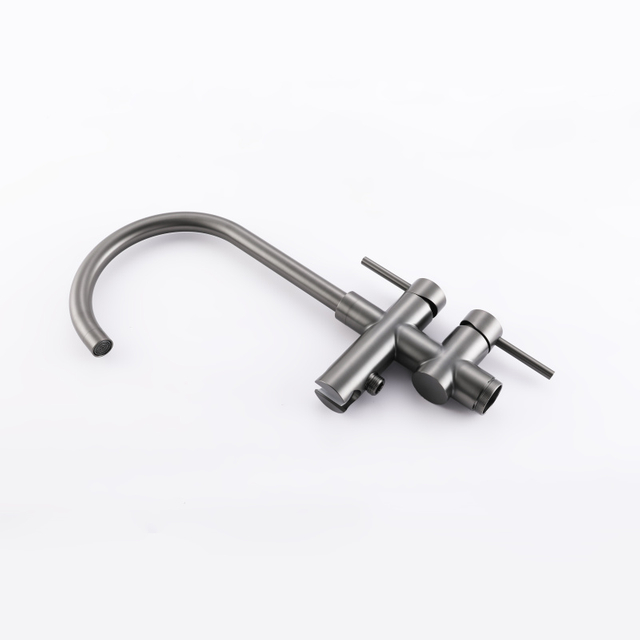 CUPC High Quality 304 Stainless Steel Hot And Cold Mixed Multi-functional Gun Grey Bathroom Floor Shower Free Standing Bathtub Faucet