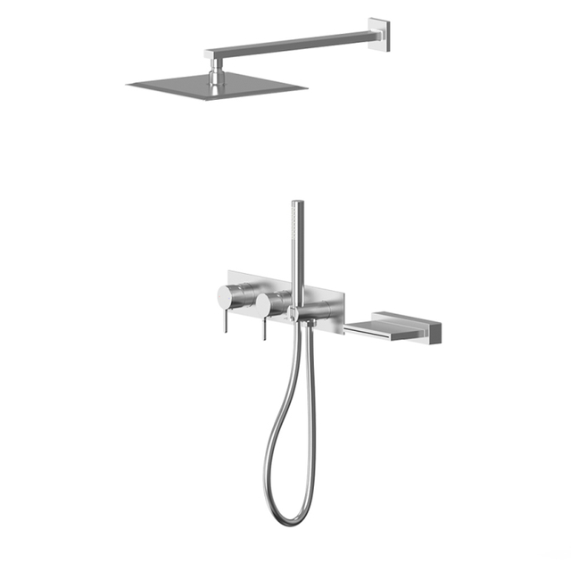 304 Stainless Steel Brushed Nickel Bathroom in Wall bath and shower faucet sets