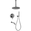 Gun Grey Wall Mounted Bathroom Concealed Head Shower Set