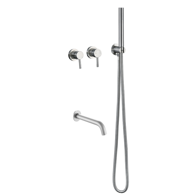 Brushed Nickel Wall Mounted 304 Stainless Steel Bathroom Shower And Tub Faucet Sets