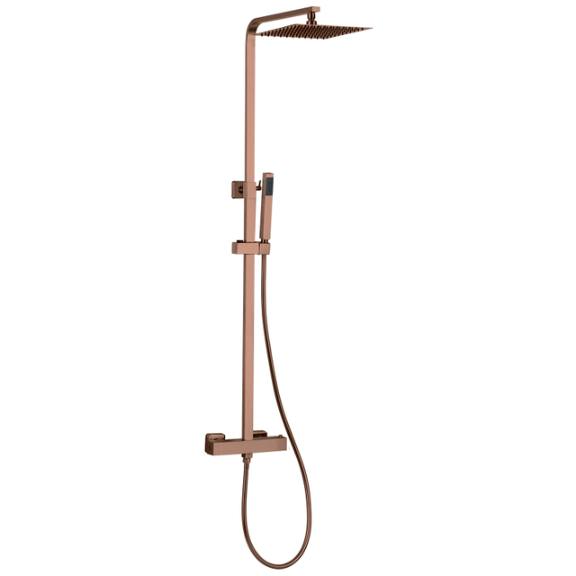 Modern 304 Stainless Steel Square rose gold Bathroom Thermostatic Shower Mixer Set