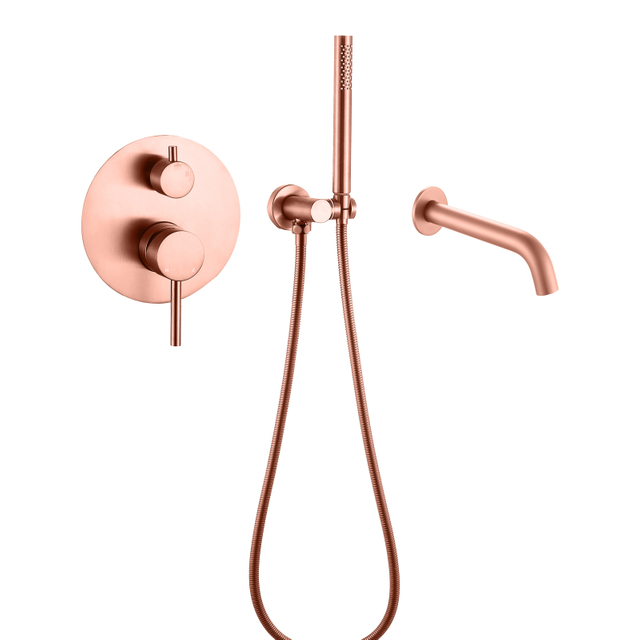 304 Stainless Steel Copper Rose Gold Wall Mounted Bathroom Concealed Bath And Shower Faucet Sets