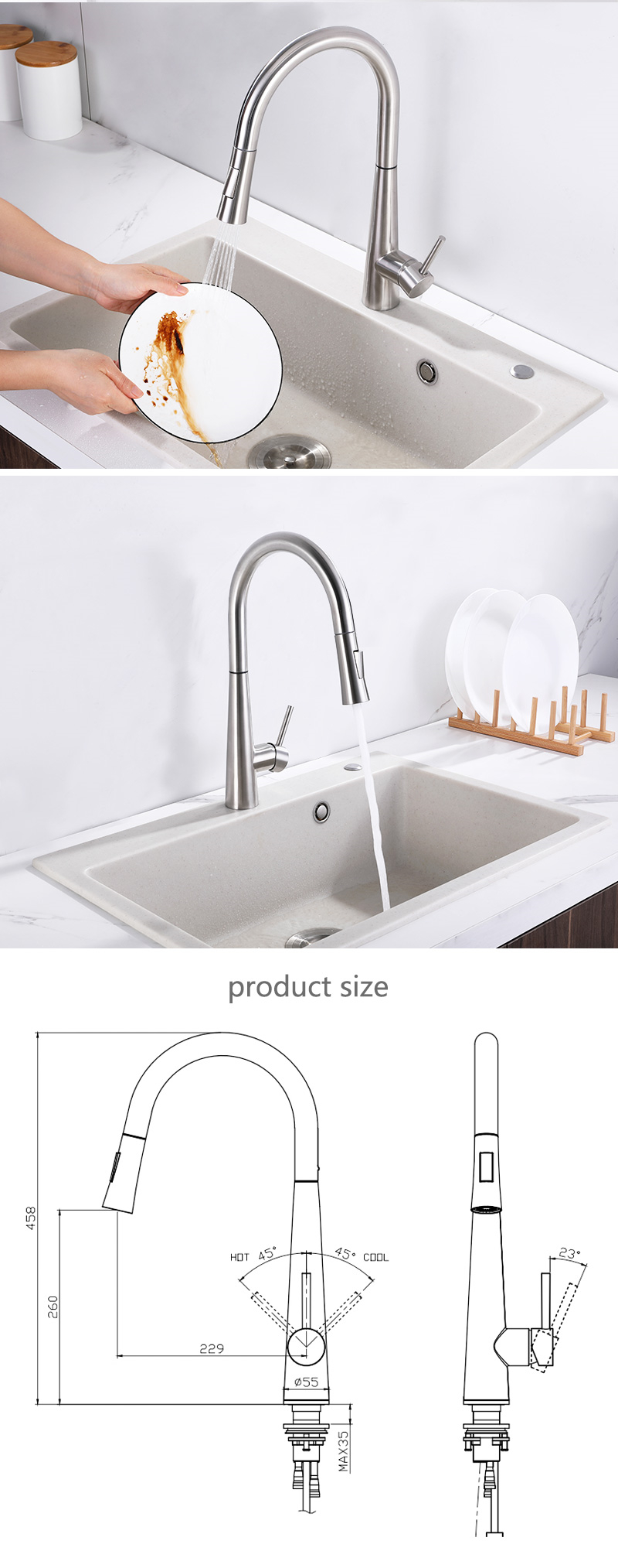Touch sensor Pull out kitchen mixer faucet