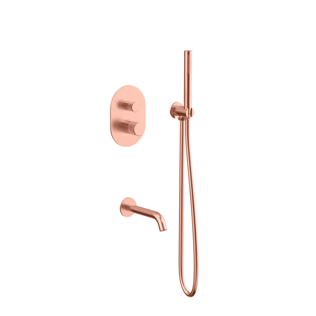 NEW 304 Stainless Steel Copper Rose Gold Bathroom Concealed Thermostatic Head Shower Set