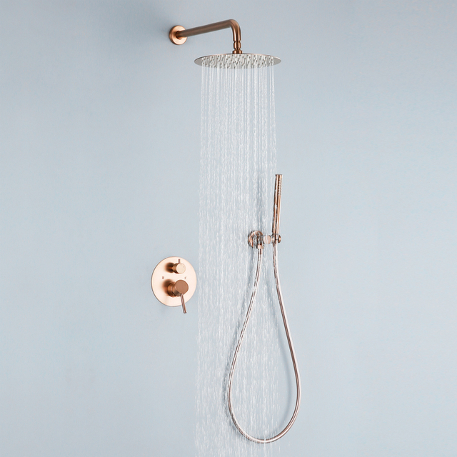 CUPC High Quality 304 Stainless Steel Rose gold Wall Mounted Bathroom Concealed Mixer Shower Set
