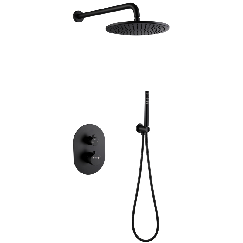 304 stainless steel matte black Bathroom Thermostatic Shower mixer
