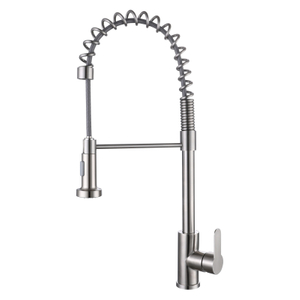 304 Stainless Steel Brushed Nickel Spring Pull Out Kitchen Mixer Faucet
