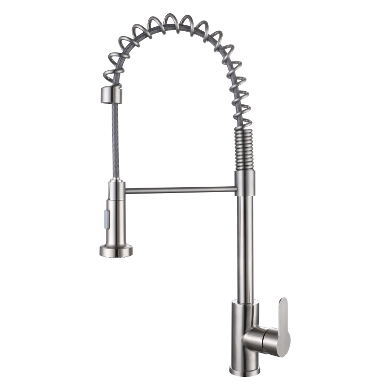 304 stainless steel brushed Pull out kitchen mixer faucet