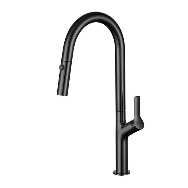 304 Stainless Steel Gun Black 360 Degrees kitchen faucet with pull down sprayer