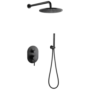 Wall Mounted Hidden 304 Stainless Steel Gun Black Rainfall Bathroom Shower Mixer Set 