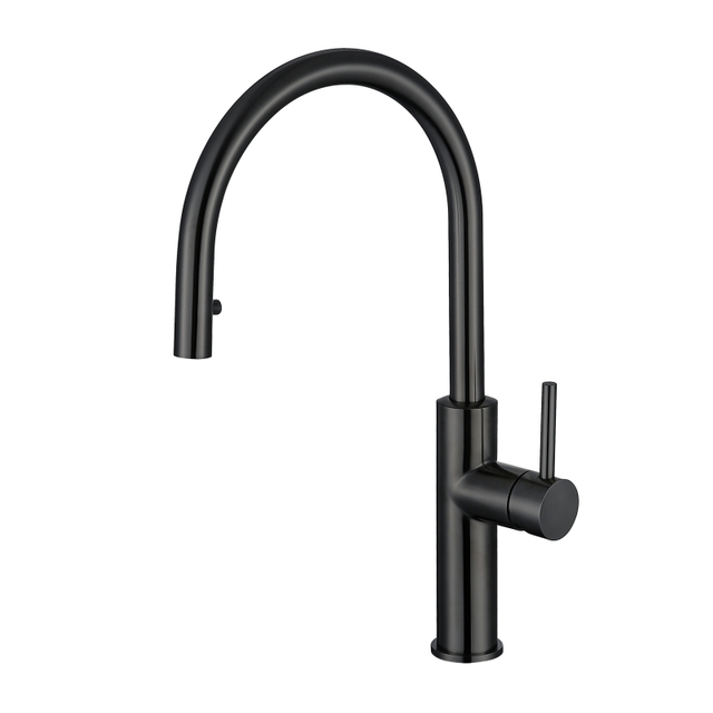 304 Stainless Steel Gun Black Hidden Pull Down Kitchen Sink Faucets