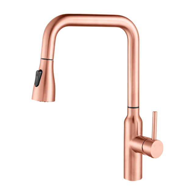 Modern 304 Stainless Steel Copper Rose Gold Touch Sensor Pull Down Kitchen Sink Faucet