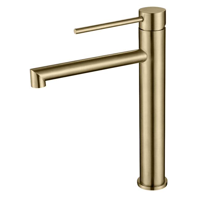 304 Stainless Steel Brushed Gold One Handle Bathroom Vessel Sink Faucets