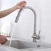  Brushed Nickel 304 Stainless Steel Deck Mount Pull Out Touch Sensor Kitchen Faucet