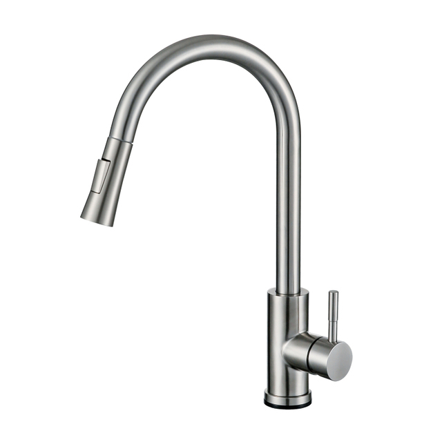 Modern Brushed Nickel Single Handle Pull Down Touch Sensor Kitchen Faucet