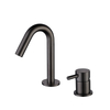 304 Stainless Steel Gun Black Two Hole Separate Handle Bathroom Sink Faucet