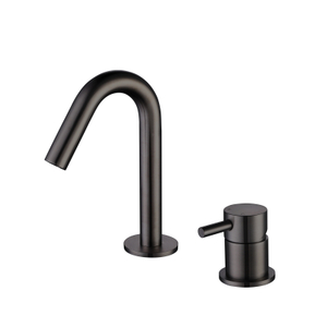 304 Stainless Steel Gun Black Two Hole Separate Handle Bathroom Sink Faucet