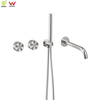 Sun Pattern 304 Stainless Steel Concealed Shower Set | Dual Outlet Rainfall & Handheld Wall Mounted Faucet Mixer