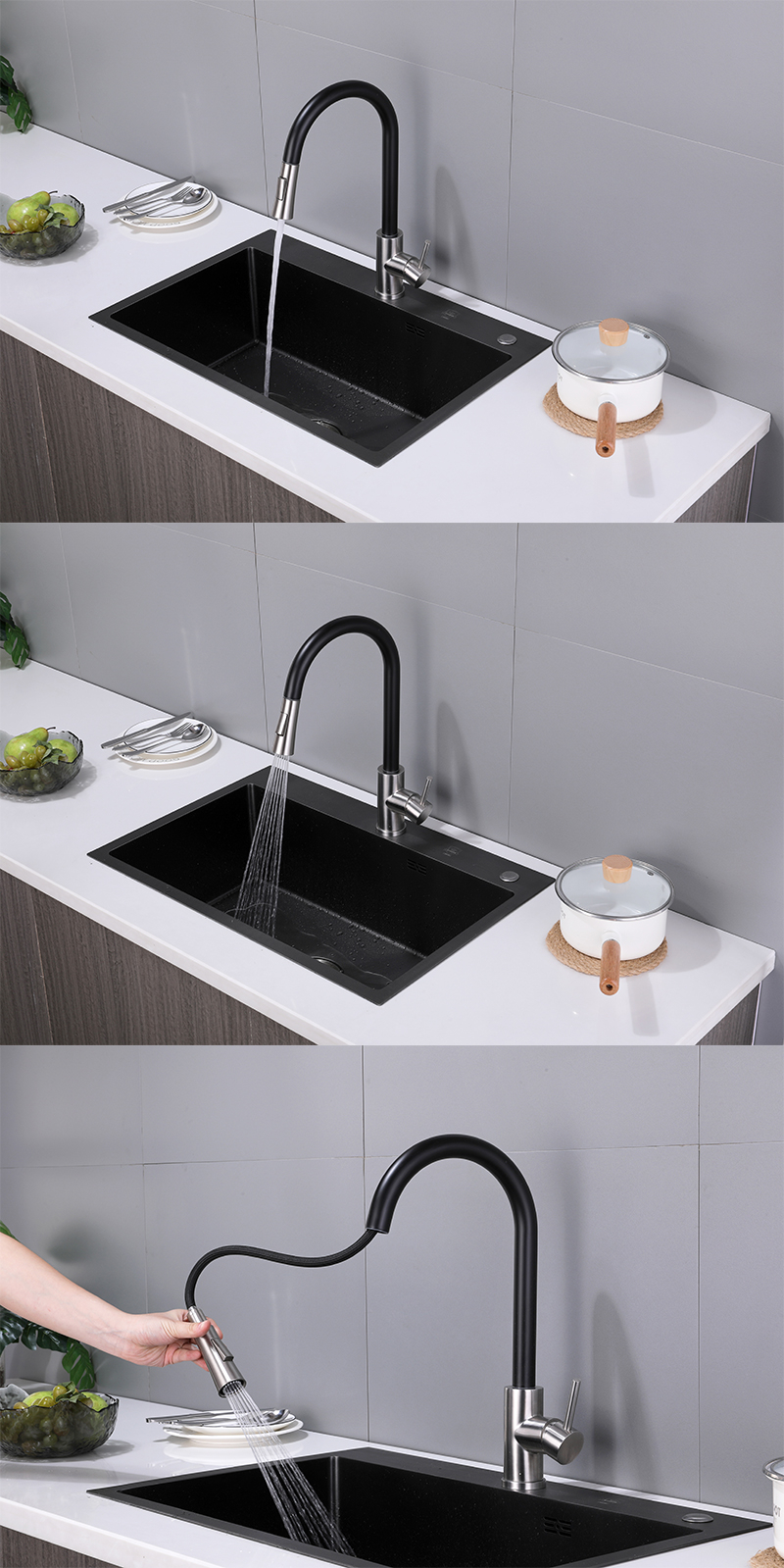 Pull out kitchen mixer faucet
