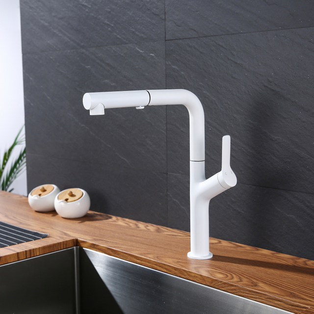 Modern 304 Stainless Steel Brushed Gold 360 Degrees Pull Out Kitchen Sink Faucets